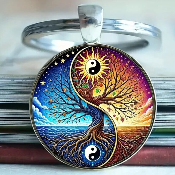 Stainless Steel TREE OF LIFE Keyring Keychain Accessory - Picture 1 of 3